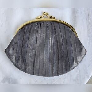 100% Genuine Eel Skin Double Kisslock Coin Purse